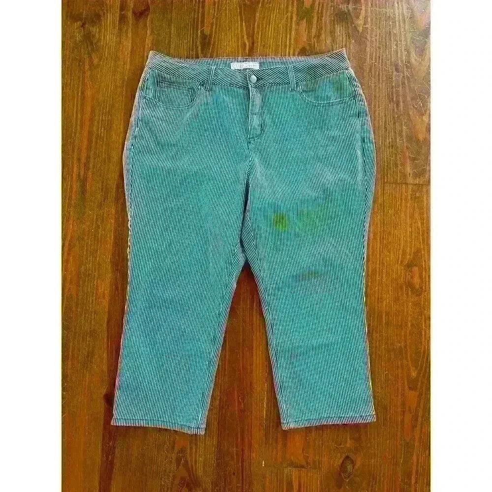 Cato's Denim Railroad Striped High Rise Skinny Crop Jeans,16W